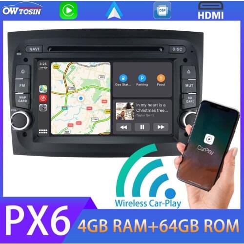 7" Android 10.0 Car DVD Multimedia Player PX6 4G+64G GPS Navi Radio For Fiat Doblo Ram ProMaster City TDA7850 Bluetooth 5.0 HDMI