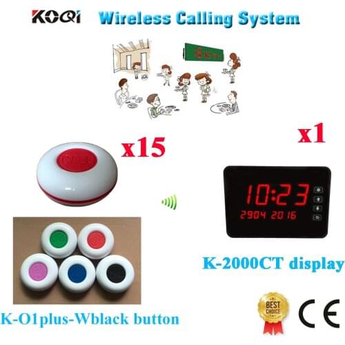 Wireless Waiter Calling System Best Price Good Quality Discount Restaurant Pager Equipment Ycall Brand(1 display+15 call button)