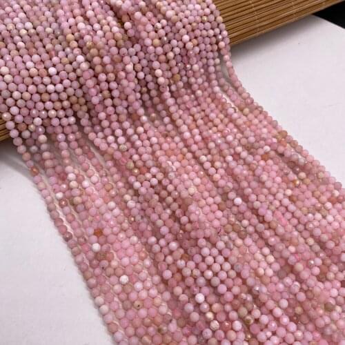 Natural Stone Beads Round Pink Opal Faceted Exquisite Loose Spacer Beaded For jewelry making DIY Necklace Bracelet Accessories