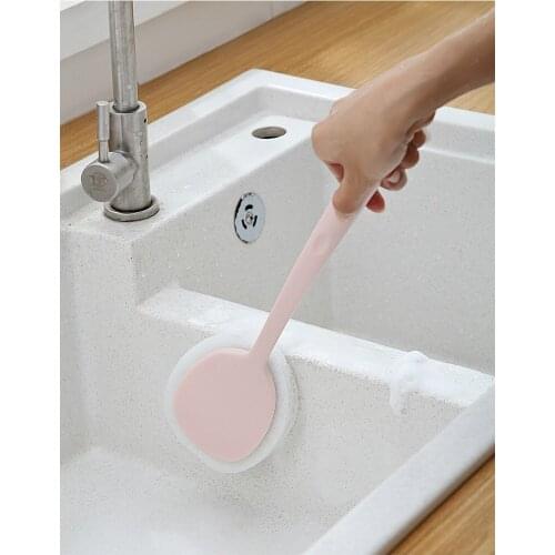 Handle Scouring Pad Velcro Decontamination Brush Bathroom Tile Kitchen Brush Bathtub Brush Sponge Long Handle Brush Cleaning