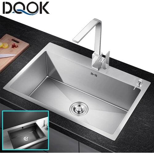 DQOK Stainless Steel Kitchen Sink Slot Dish Basin Kitchen Sink Drain Basket And Drain Pip Rectangular