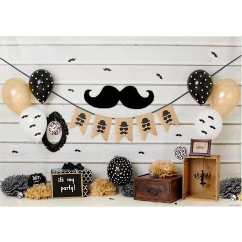 7X5Ft Photography Background Balloon Happy Party Theme Black Beard Photo Studio Background Cloth for Party Photo