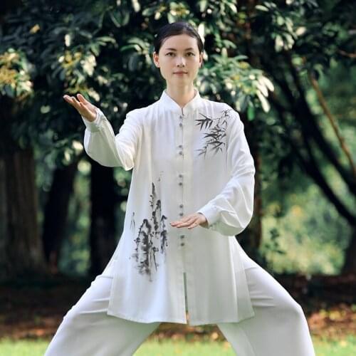 Tai Chi Uniforms Unisex White Wushu Kungfu Uniform Tai Chi Suit Exercise Clothing Martial Arts Traditional Chinese Sets 31142