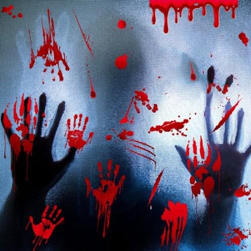 Halloween Horror Prank Stickers Halloween Bloody Footprints Skull Window Floor Decal Wall Door Stickers Party Decorations