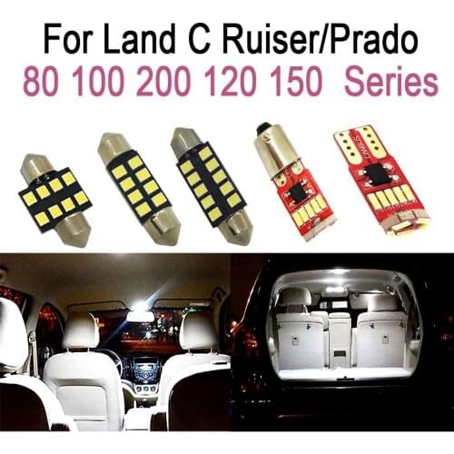 Perfect White Canbus interior LED bulb Dome Map Indoor light kit For Toyota Land Cruiser 80 100 200 Prado 120 150 FJ (1990-2019)