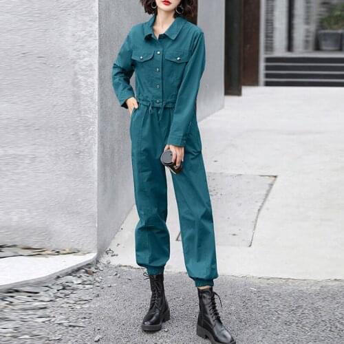 Spring Autumn Women Harajuku Cargo Pants Handsome Cool Two-piece Suit Long Sleeve Short Coat +Elastic Waist Pants Suits