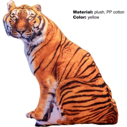 Creative Stuffed Animals Funny Plush Cushion 3D Animal Design Vivid Tiger Plush Throw Cushion Pillow for Decoration