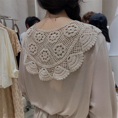 Lace Knitted Crochet Hollow Fake Collar Women Small Shawl decorative fake collar Women Clothes Accessories Detachable Collar