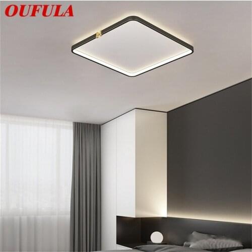 OUFULA Square Ceiling Light Contemporary Simple Thin Lamp Fixtures LED Home For Living Dining Room