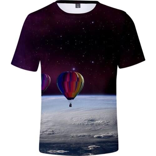 LUCKYFRIDAYF Fashion Space Galaxy Hot Air Balloon 3d T Shirts Men Women T-shirt Casual Short Sleeve Funny 3D T-shirts Tee Shirt