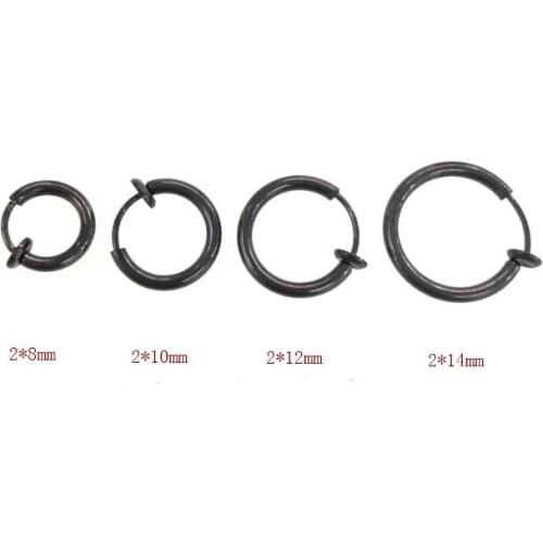 Fashion No Piercing Round Stud Earring Stainless Steel Jewelry Black Punk Ear Clip Lover Women Men Biker Earrings SWE0002A