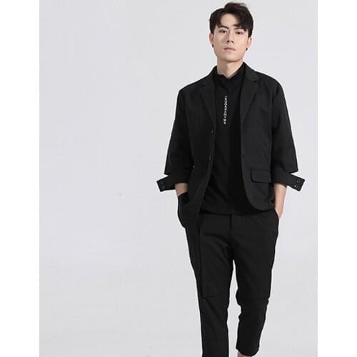 British personality cuffs with a wide fit mens business, black casual suit jacket summer
