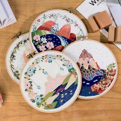 DIY Embroidery Handcraft Handwork Needlework Cross Stitch Kit Cotton Embroidery Painting Embroidery Hoop Home Decor