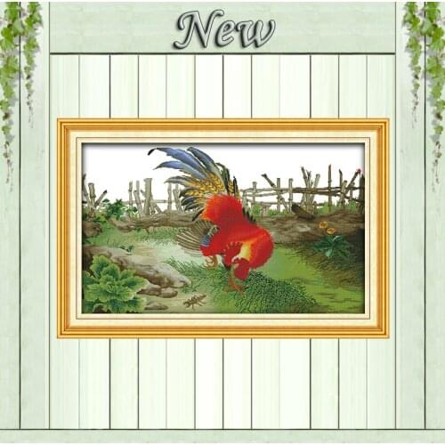Live an extravagant life cock DMC 14CT 11CT Needlework Kits Embroidery Sets DIY Cross Stitch Counted Print on canvas decor chick