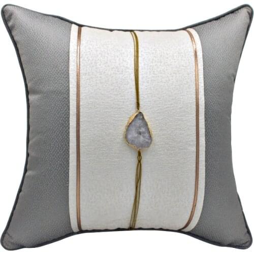 Home Decorative Cushion Cover Grey White Gold Patchwork Pillowcase Natural Gem Throw Pillow Cover Sofa Living Room Car Cushion
