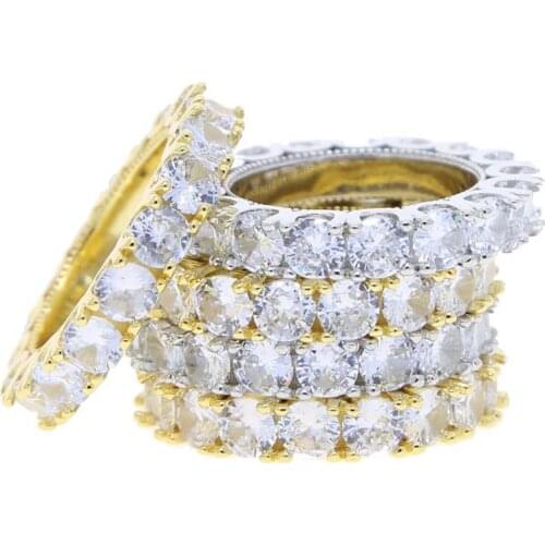 2021 New High Quality Bling Clear Cubic Zirconia Wedding Engagement Band Full CZ Eternity Band Iced Out Stacking Finger Ring