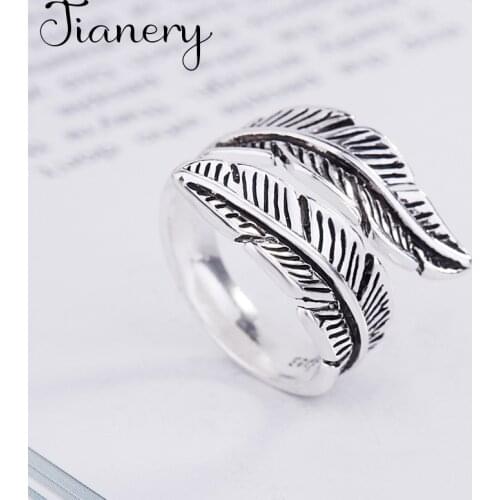Charming Original Design Bohemian Feather Rings For Women Fashion Open Finger Rings Female Boho Jewelry 2021