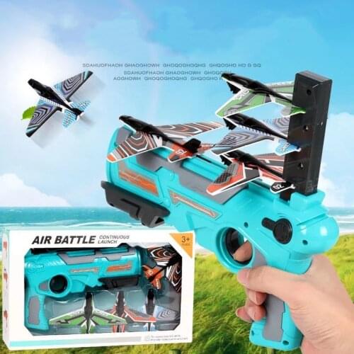 Foam Catapult Plane Launching Gun Novelty Toys Children Outdoor Burst Catapult Flying Saucer Launcher Glider Toy Childrens Gift