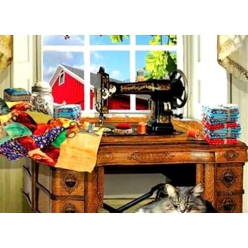 Landscape Sewing Machine Cross-Stitch Set DIY Embroidery Handmade Handicraft Painting Needlework Festivals For Adults Mulina