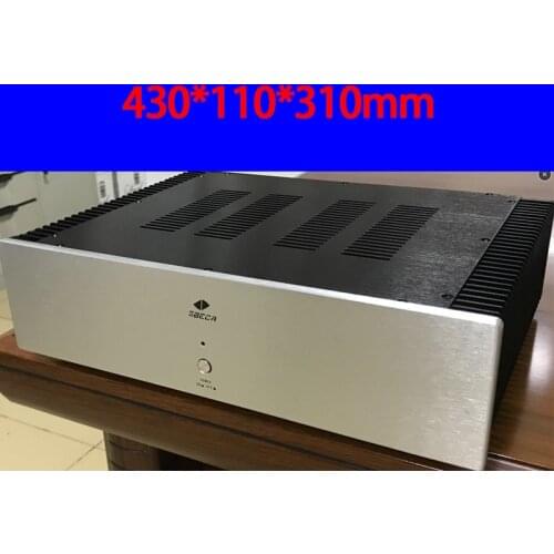 KYYSLB 430*110*310mm All Aluminum Rear Stage Amplifier Chassis Box House DIY Enclosure with Feet Switch Amplifier Case Shell
