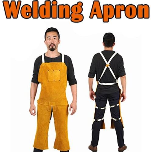 Cowhide Leather Work Welding Apron Have Pockets Durable Anti-Scalding Welding Apron Blacksmith