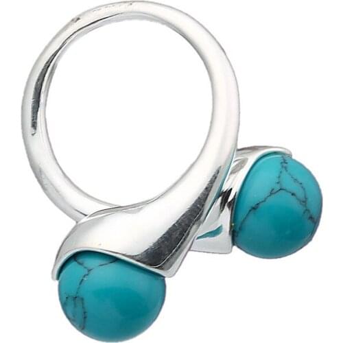 Luxury Girls Ring valentines gift 9mm natural green gem Inlay blue stone red Coral 925 silver Fine RINGS 6 7 8 9