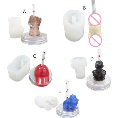 Handmade Cute Fist Cap Straw Topper Silicone Mold Santa Claus Straw Topper Mold