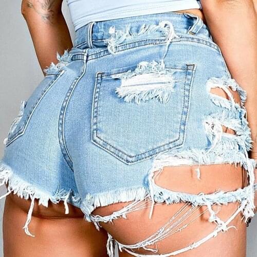 Denim Short Women Sexy High Waist Hole Ripped Shorts Fashion Casual Slim Denim Shorts Female hotpants Streetwear