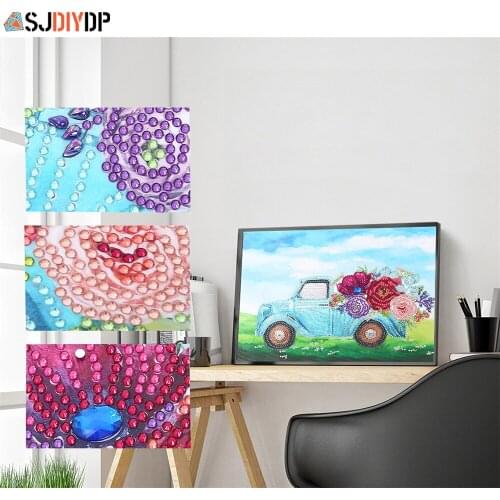 SJDIYDP 5D Special Shaped Diamond Embroidery Cottagen Home Decor Landscape Cartoon Flowers People Drill Paintings Mosaic Print