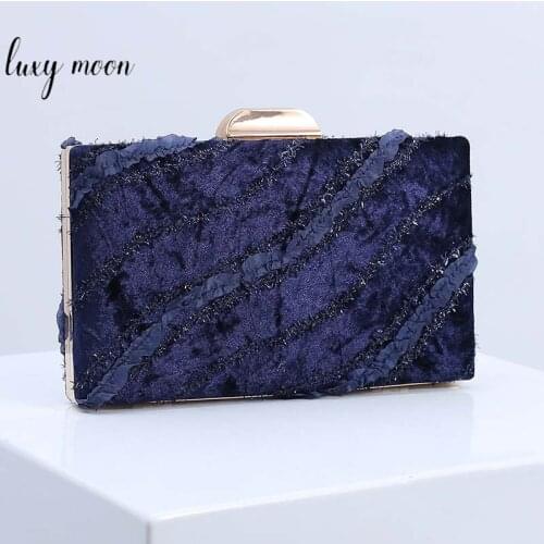 Womens Evening Bag Retro Velour Wedding Bridal Clutch Purse Elegant Female Handbag Solid Color Party Shoulder Bag ZD1909