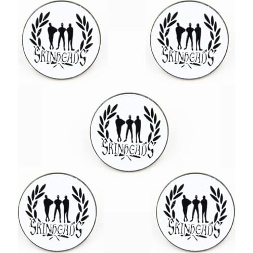 LOTS 5pcs Skinheads Lapel Pin Badge Laurel Leaf Lapel Pins free shipping Fans Gifts Jewelry 2.5 X 2.5 CM