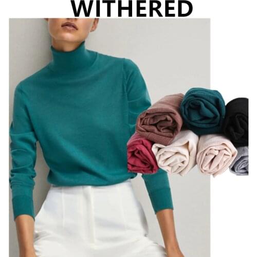 Jenny&Dave Sweaters Women Pullovers Winter Sweaters Women Pull Femme England Style Fashion Simple Solid Turtleneck Knit Wool