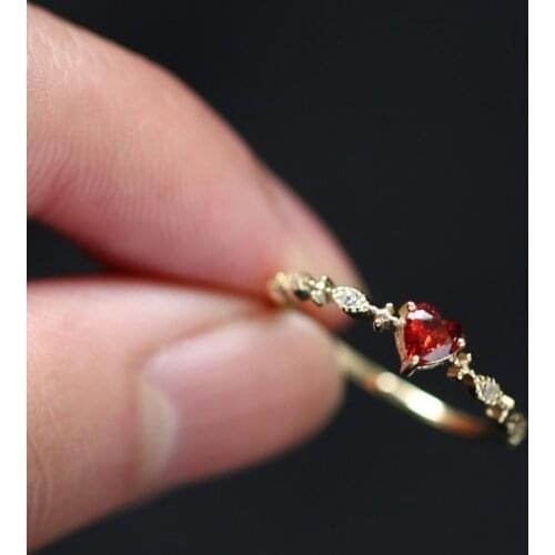 Sterling Silver 925 Ring Red Heart CZ Womens Rings Engagement Wedding Statement Fine Jewelry Girl Gifts 2020 Anillos Anelli