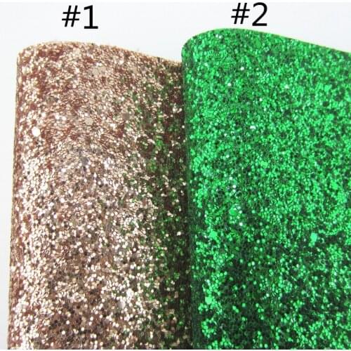 A4 sheet 8"x11.8" Glod Green Chunky Glitter Fabric Leather with same color back Fabric For craft Sewing bows DIY 1pieces F0062