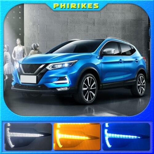 1Set Car LED Daytime Running Light For Nissan Qashqai 2019 2020 Dynamic Turn Yellow Signal DRL Fog Lamp