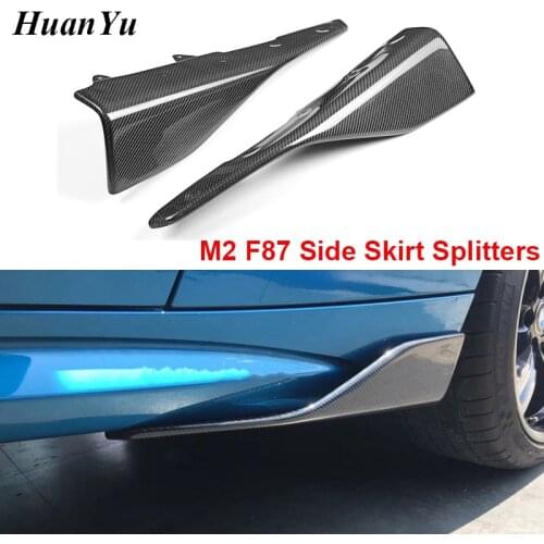 1pair M2 F87 Carbon Fiber Side Skirt for BMW 2 Serie Side Bumper Flaps Panel Splitters 2016 2017 2018 Car Styling Auto Parts