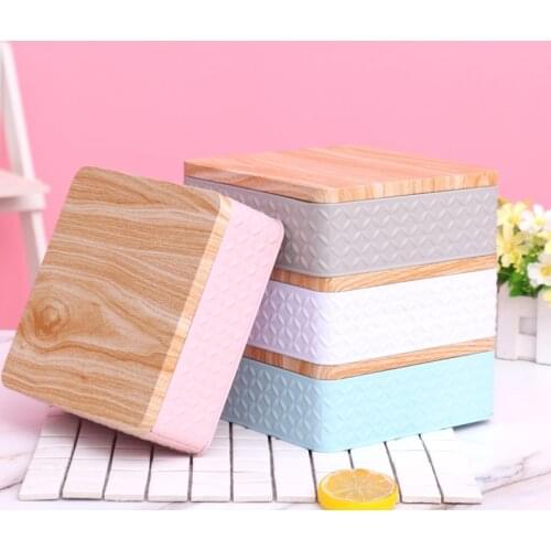 1pc High-End Wood Grain Iron Box Square Metal Box Chocolate Nougat Cookies Packing Christmas Candy Gifts Box Home Storage Box