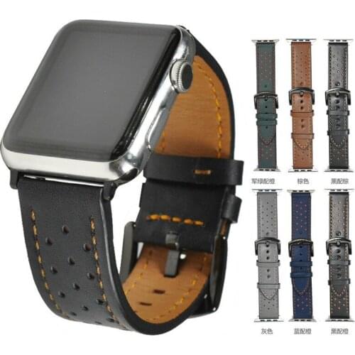2018 New Brand Crazy Horse Genuine Leather Watchband for Smart Apple Watch Iwatch 1/2/3 Size 38mm / 42mm Gift Box