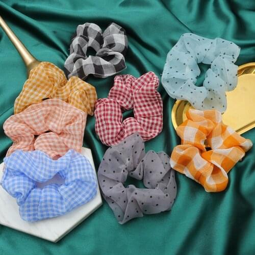 2020 Summer Hair Scarf Floral Chiffon Hair Tie Elastic Hairband for Women Girls Ponytail Holder Hair Decor Head Accessories