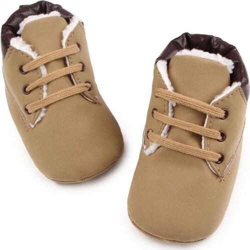 2017 Fashion Autumn Winter Baby Lace Up Shoes Antislip Infants Warm First Walkers Boots
