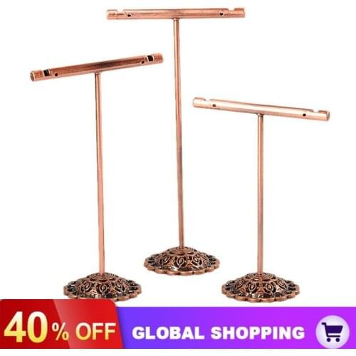 3Pcs/Set Portable Earring Jewelry Display Rack Metal Stud Necklace Organizer Ornament T Bar Hanger Showcase Holder Stand