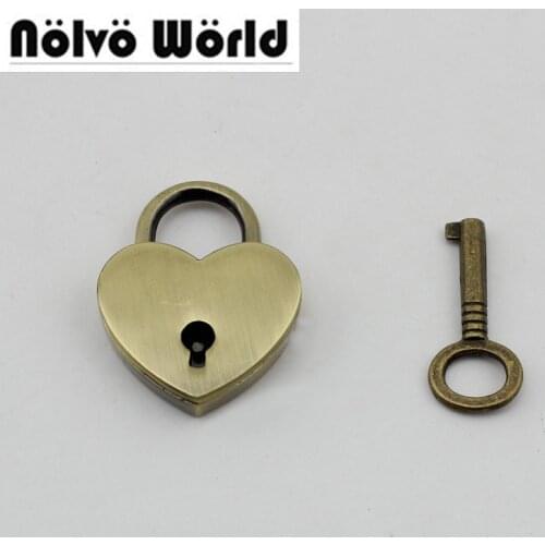 5sets 30sets High quality Heart Lock Padlock standard handbag bags closured locks with 1 key