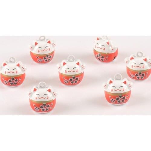 5pcs Cat Charms Cartoon Jingle Bells Christmas Decoration Gift Wholesale for Wind bell making 18mm YKL0695x