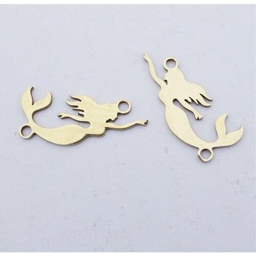 Gold Mermaid Connector Stainless Steel Component For Diy Bracelet Jewelry Making Findings 5 Pcs a Lot
