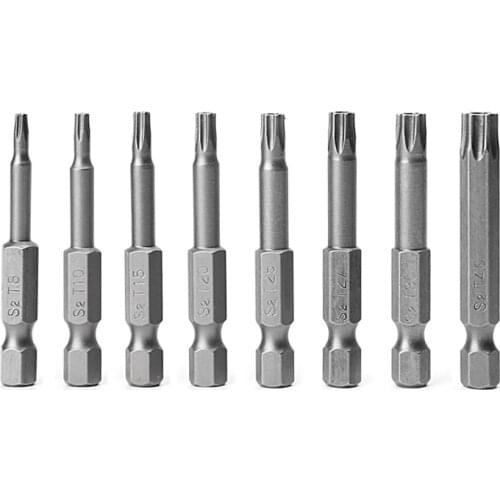 8 Pcs/Set 1/4 Inch 50mm T8-T40 Magnetic Torx Electric Screwdriver Bits Kit Dropship
