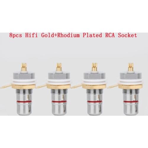 8pcs hifi audio Rhodium Plated RCA Socket RCA female Panel Mount plug Audio socket,Terminal RCA Panel Mount Chassis