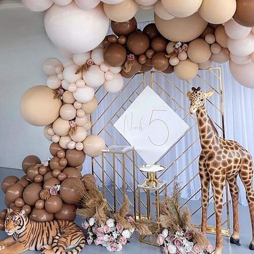 96pcs Caramel Coffee Balloon Garland Arch for Kids safari Baby Shower Bear Themed Birthday Neutral Wild One 1st Birthday Decor