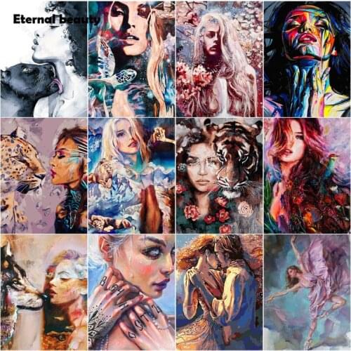 Diamond Painting Sexy Woman and Animals Kits Diy 5D Diamond Embroidery Woman Diamond Mosaic Oil Paintings Cross Stitch Handmade