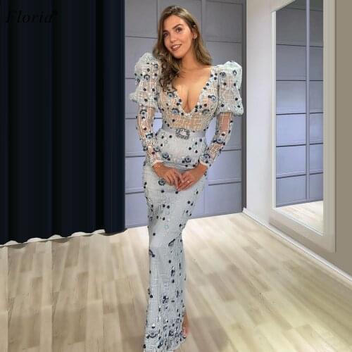 Arabic Special Flowers Evening Dresses Long Women Prom Party Gowns Turkish Couture Elegant Cocktail Dresses Woman Party Night