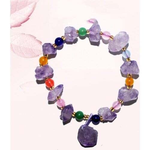 Supply Amethyst Crushed Stone Charm Bracelet Irregular Bracelet with Charm Summer Cool Series Full of Personality